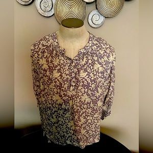 Natalie Martin Cream and Purple Floral Blouse